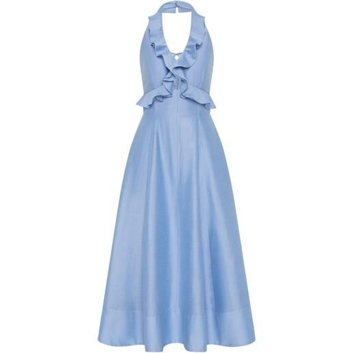 Rebecca Vallance abito midi con ruches - blu