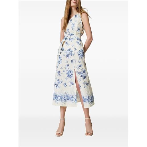 TWINSET abito midi monospalla a fiori - toni neutri
