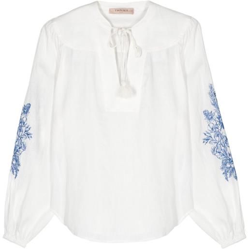 TWINSET blusa con ricamo a fiori - bianco