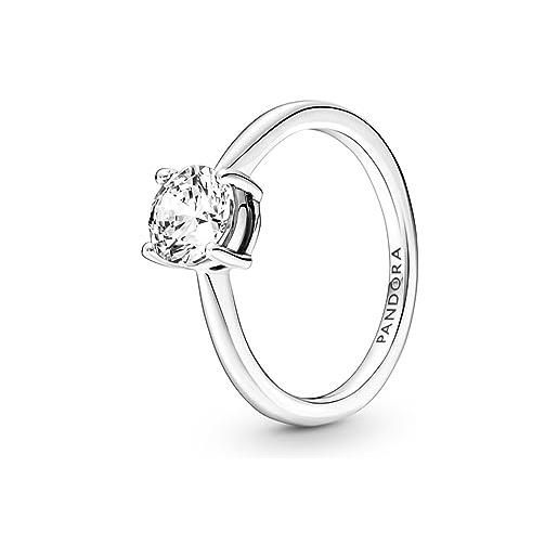 PANDORA timeless anello con solitario brillante in argento sterling con zirconia cubica trasparente, 54