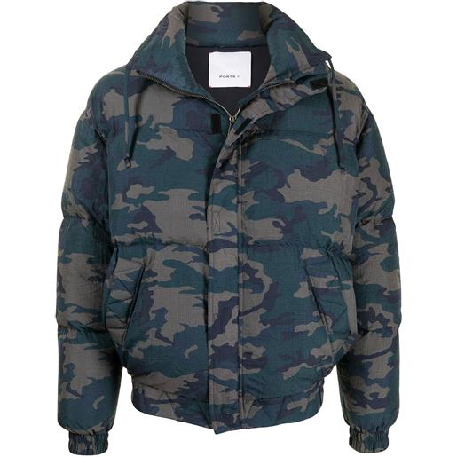 Ports V piumino con stampa camouflage heart earth - blu