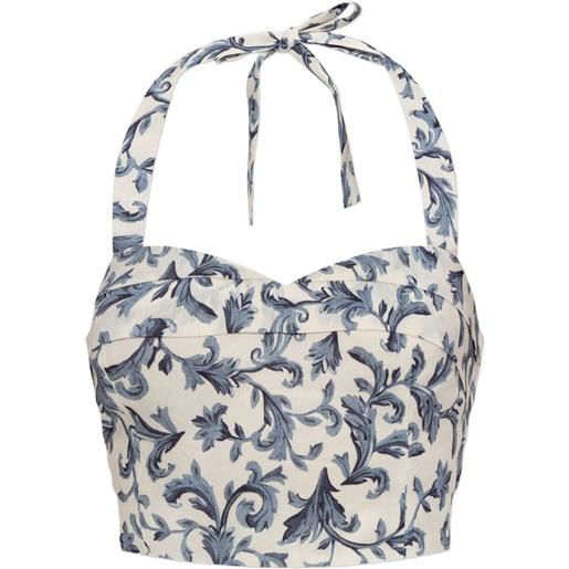 Posse top rue con scollo all'americana - bianco