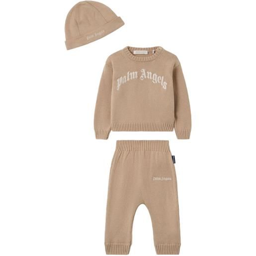 Palm Angels Kids set neonato con logo - toni neutri