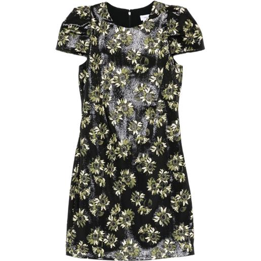 Alexander McQueen abito a fiori con maniche a palloncino - nero