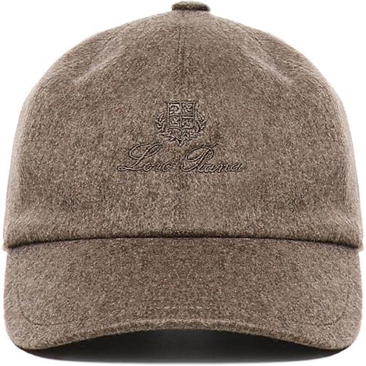 Loro Piana cappello in cashmere con logo ricamato - marrone