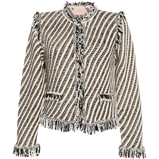 TWINSET giacca-camicia con frange - nero
