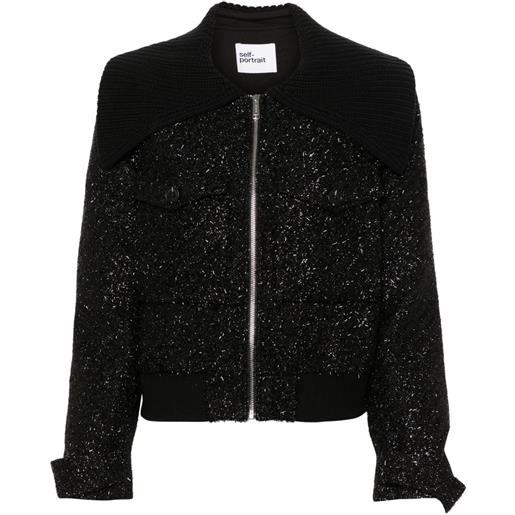 Self-Portrait bomber bouclé - nero