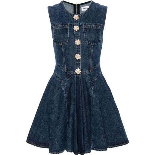 Self-Portrait abito corto denim - blu