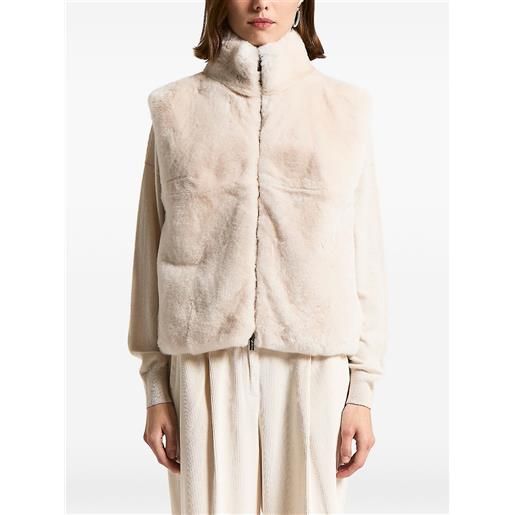Peserico gilet in pelliccia sintetica con zip - toni neutri