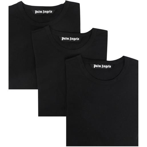Palm Angels set di 3 t-shirt con scollo rotondo - nero