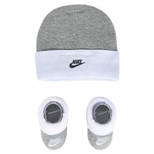 Nike set due pezzi cappello e stivaletto calzini, grigio/bianco, 0-6 mesi unisex-bimbi