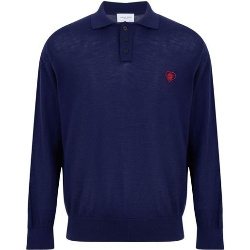 Family First polo con logo ricamato - blu
