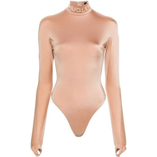 Mugler body a collo alto - marrone