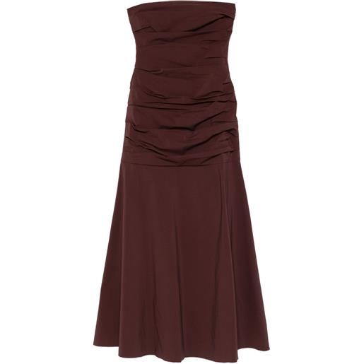 St. Agni abito lungo in seta senza spalline - marrone