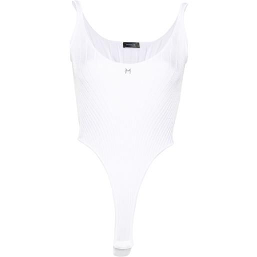 Mugler body con placca logo - bianco