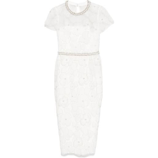 Self-Portrait abito midi in tulle con decorazioni - bianco