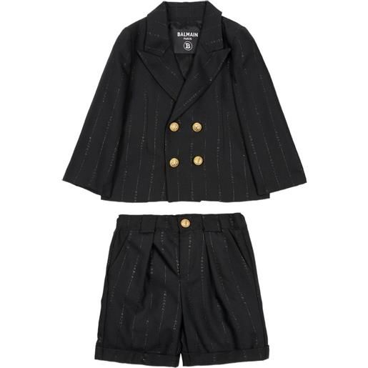 Balmain Kids set gessato con shorts - nero