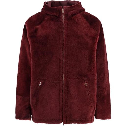 Salvatore Santoro bomber in shearling reversibile con cappuccio - rosso