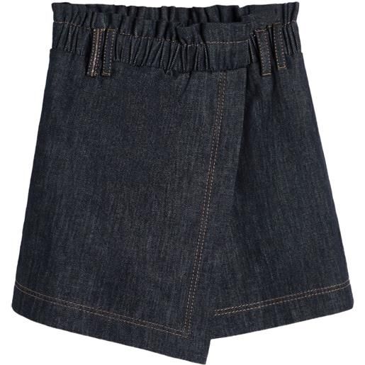 Brunello Cucinelli Kids minigonna asimmetrica - blu