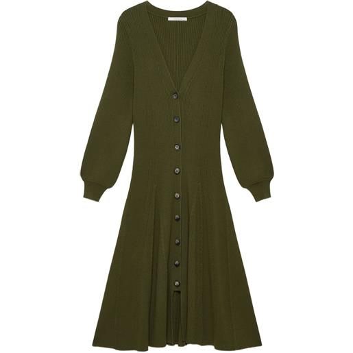 MALIPARMI abito midi in maglia a coste - verde
