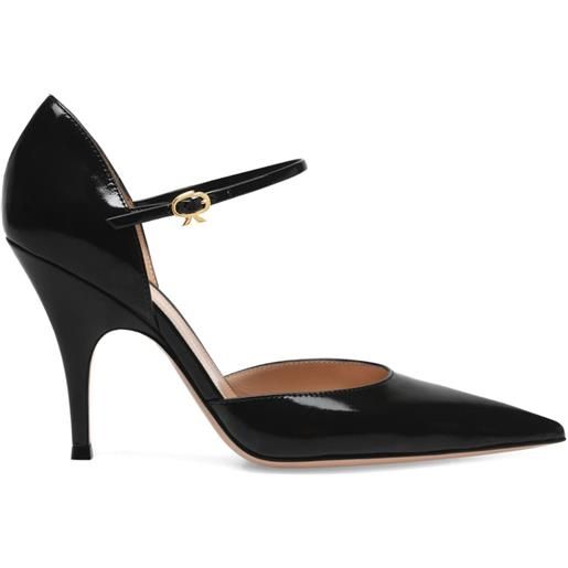 Decollete Scarpa Donna Slingback A Punta In Tessuto Satinato Nero Tacco Clessidra 9 Cm Cinturino Tallone Glamour Moda