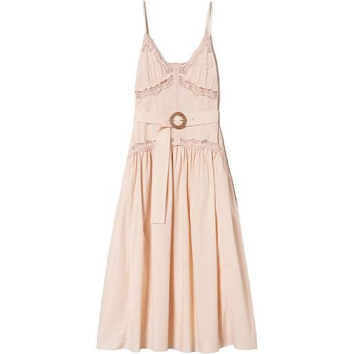 TWINSET abito midi con inserti in pizzo - rosa