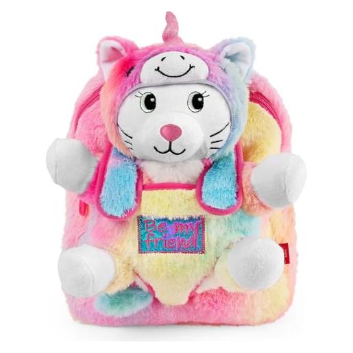 PERLETTI zainetto bambina con peluche unicorno kawaii - zaino bimba bimbo morbido pupazzo estraibile - mini zaino regalo bambino 3 4 5 6 anni spallacci regolabili - dimensioni 27x21x9cm (zainetto)