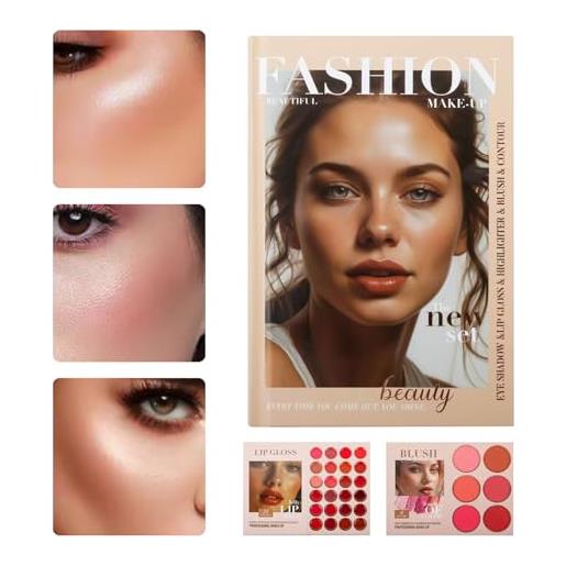 yupeuooe palette di ombretti trucco, design a libro set di ombretti, illuminante glitter impermeabile blush per ragazze donne regalo quotidiana festa