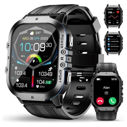 OUKITEL smartwatch uomo, 1.96 hd orologio smartwatch uomo con effettua/risposta chiamate, 120+modalità sportive impermeabile 5atm, smart watch con monitoraggio del spo2/sonno/contapassi per ios/android