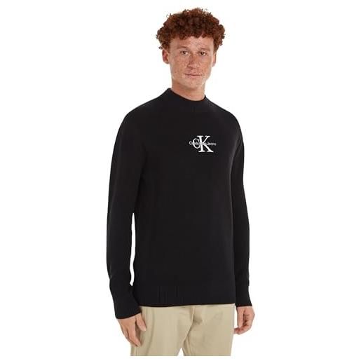 Calvin Klein jeans monologo sweater j30j324599 maglioni, nero (ck black), l uomo