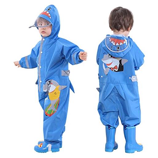 Hovkib impermeabile per bambini - ragazzi ragazze cappotto antipioggia leggero tuta antipioggia simpatico cartone modello animato tutina giacca da pioggia 2-8 anni