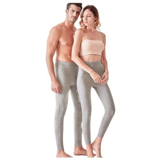 SNUGSHEEP 97% cashmere uomini donne biancheria intima termica leggings invernali mens strato di base delle donne collant lungo johns lana pesante, uomo grigio chiaro spessa, l