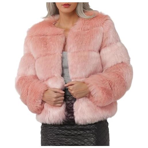 Generic giacca corta in pelliccia sintetica invernale da donna, calda e di lusso, parka corto, capospalla alla moda