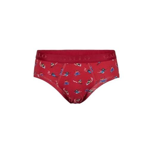 Gallo slip intimo uomo cotone rosso fantasia sciatori