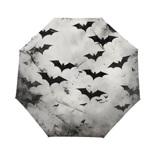 Mexpekil ombrello pieghevole automatico halloween retrò pipistrello auto aperto compatto portatile antivento ombrello da viaggio per donne uomini ragazze bambini ragazzi, multi