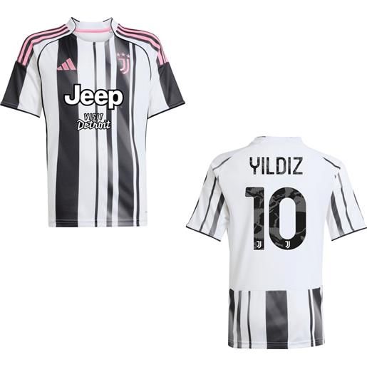 ADIDAS juventus junior home jersey 2025/2026 yildiz 10 + sponsor kit maglia stampa giocatore bambino