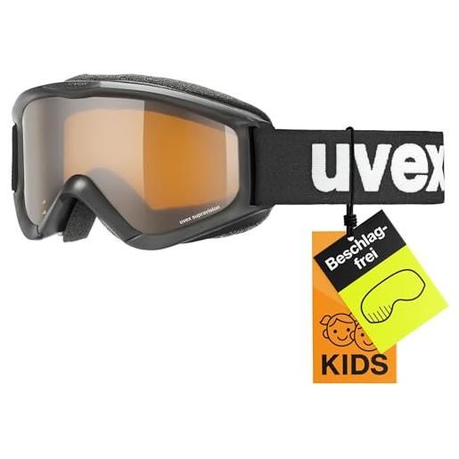 Uvex speedy pro - maschera da sci per bambini - categoria di filtro 2 - privo di appannamenti - black sl/lasergold - one size