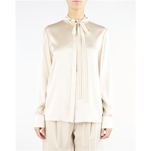 MAX MARA STUDIO blusa champagne in raso di seta
