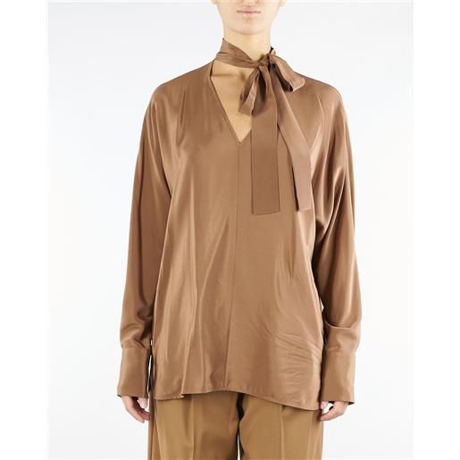 MAX MARA STUDIO blusa terra in crêpe de chine di seta