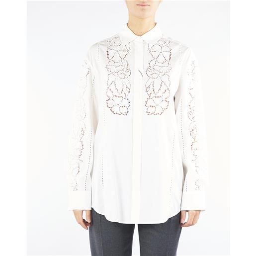MAX MARA WEEKEND camicia bianco morbida in popeline ricamato
