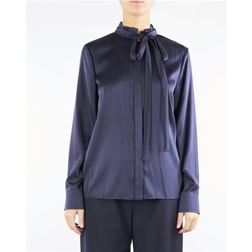 MAX MARA STUDIO blusa blu in raso di seta