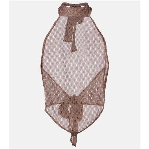 Missoni top in maglia lamã© con scollo allâamericana