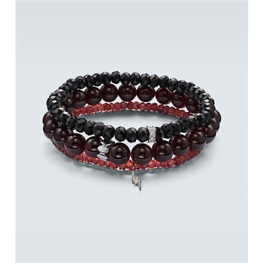 Sydney Evan set di 3 bracciali in oro bianco 14kt con diamanti e pietre preziose