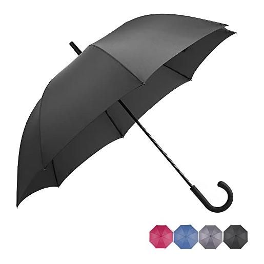BP SUNNY ombrello da donna e uomo, grande, stabile, con apertura automatica, antivento, super impermeabile, resistente ai tifoni, per la stagione delle piogge 137 cm (nero), grandes