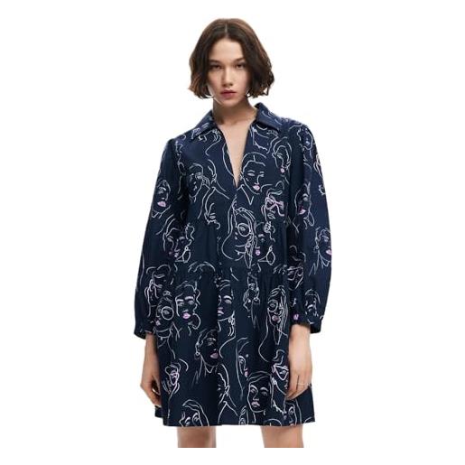 Desigual abito da donna a maniche lunghe nan, blu, xs