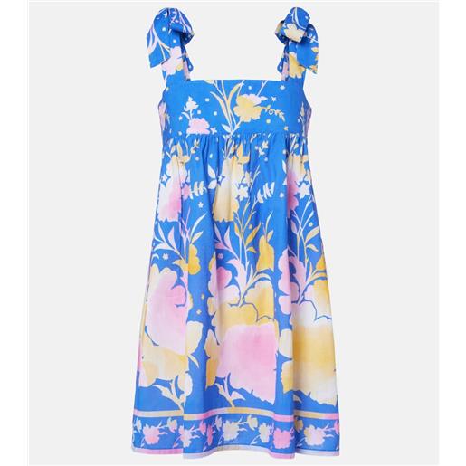 Juliet Dunn abito corto in cotone e lino con stampa floreale