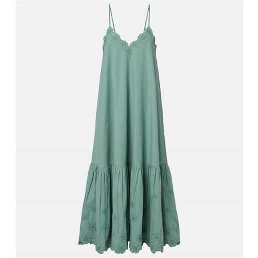 Juliet Dunn abito midi in popeline di cotone con ricamo