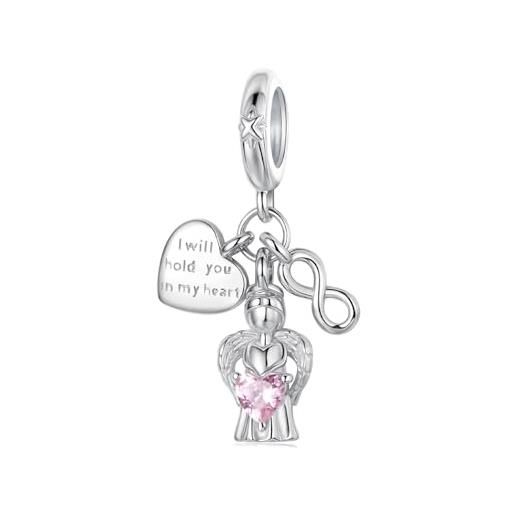 ZUOHUI charm angelo custode for bracciali pandora, perline fai da te in argento sterling 925, regalo for donne for compleanno e san valentino. 
