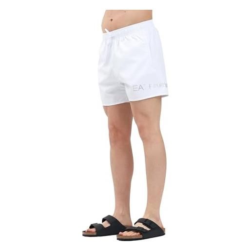 EA7 shorts mare bianco da uomo con stampa logo laterale l