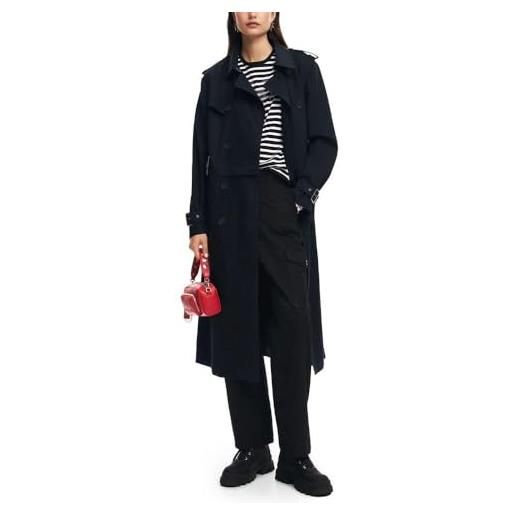 Desigual woman woven trench fascia da donna in tessuto, blu, m